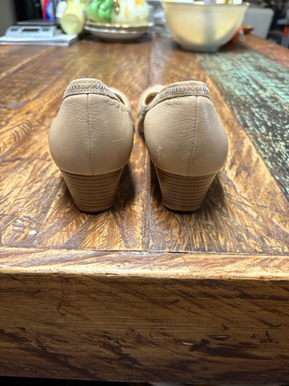 Cole Haan Elsie Nude/Tan Cap Toe Leather Wedge Slip On Wedge Heels Size 9.5